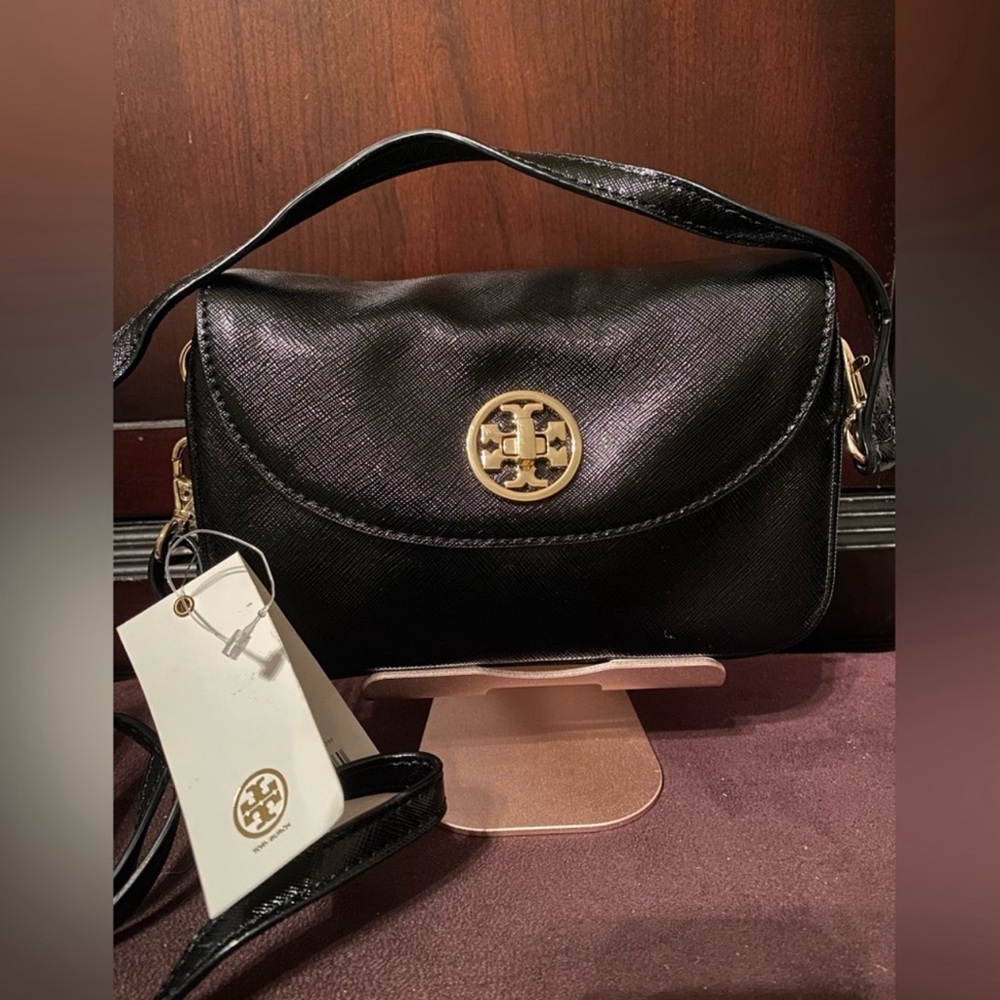 Tory Burch Black Leather Crossbody with Adjustable Strap NWT
